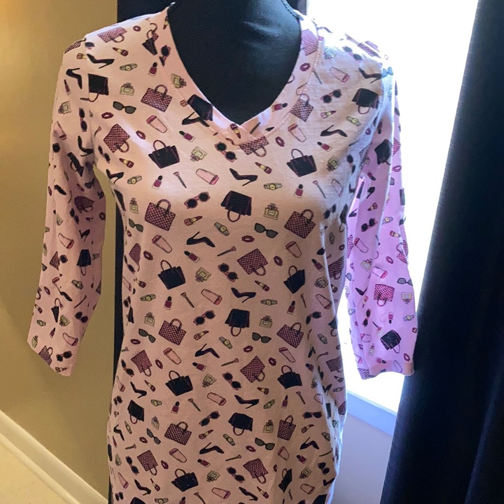 Pink printed sleep tee
